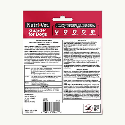Nutri-Vet Guard+ for Dogs - Flea & Tick Prevention Treatment for Dogs 45-88 lbs. - Waterproof Topical- 90 Days of Protection - 3 Monthly Doses