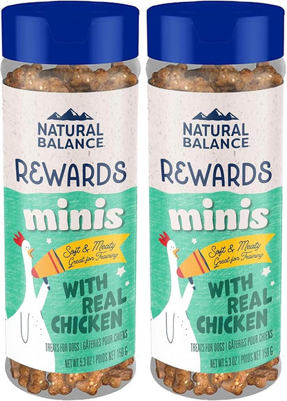 Natural Balance Limited Ingredient Mini-Rewards Chicken Grain-Free, Training Treats for Dogs | 5.3-oz. Canister (Pack of 2)