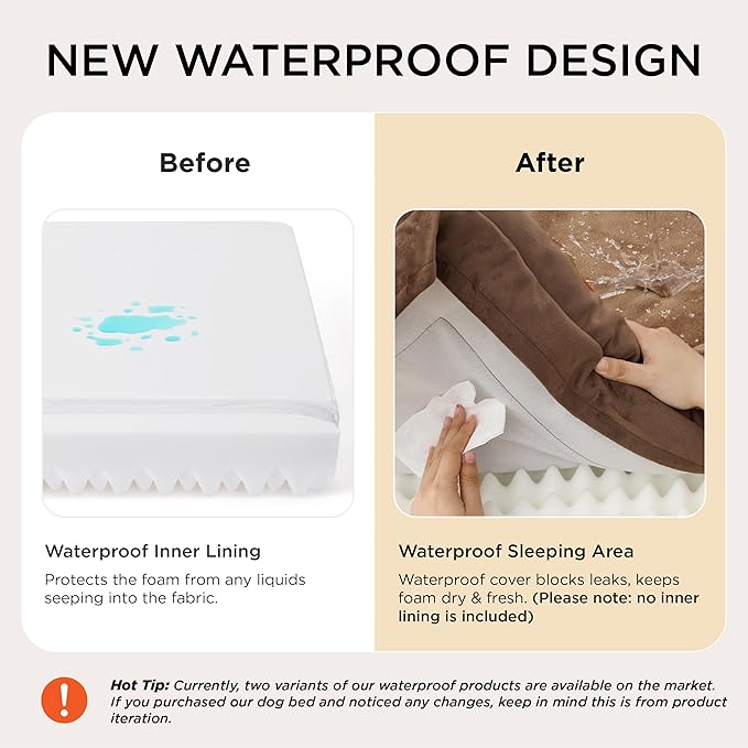 Bedsure XXL Orthopedic Dog Bed for Extra Large Dogs - Washable Giant Dog Cat Bed Waterproof, Comfort Dogs Couch Sofa with Washable Removable Cover, Pet Bed with Nonskid Bottom, Brown, 52"