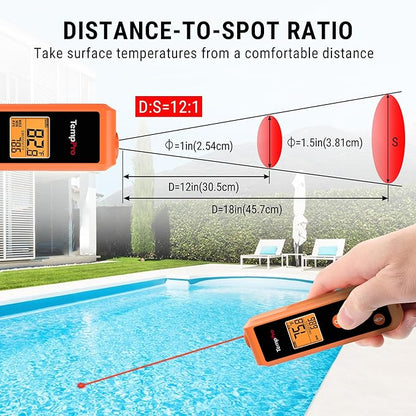 TempPro TP410 Infrared Thermometer Gun Non-Contact Laser Thermometer Gun for Cooking, Temperature Gun with Range -58℉~1022℉ for Pizza Oven Accessories, Griddle, HVAC, Engine(Previously ThermoPro)
