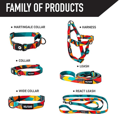 Wolfgang Heavy Duty Martingale Dog Collar with Quick Release Nylon Buckle for Walking & Training, ShatterShapes Print, Large