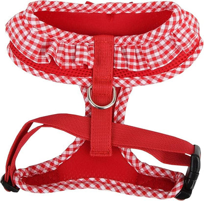 Puppia Vivien Dog Harness Over-the-Head All Season Cute No Pull No Choke Walking Training Adjustable for Small Dog, Red, X-Small
