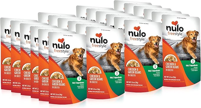 Nulo Freestyle Chicken & Green Beans in Broth Real Meat Dog Food Topper, 2.8 Ounce (Pack of 24)