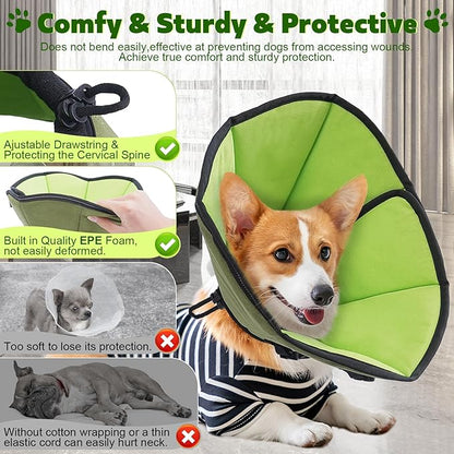 Soft Dog Cone After Surgery: Recovery Collar for Dogs to Stop Licking - Fabric Head Cones for Pet Adjustable Neck Elizabethan Alternative Fits Large Medium Breed