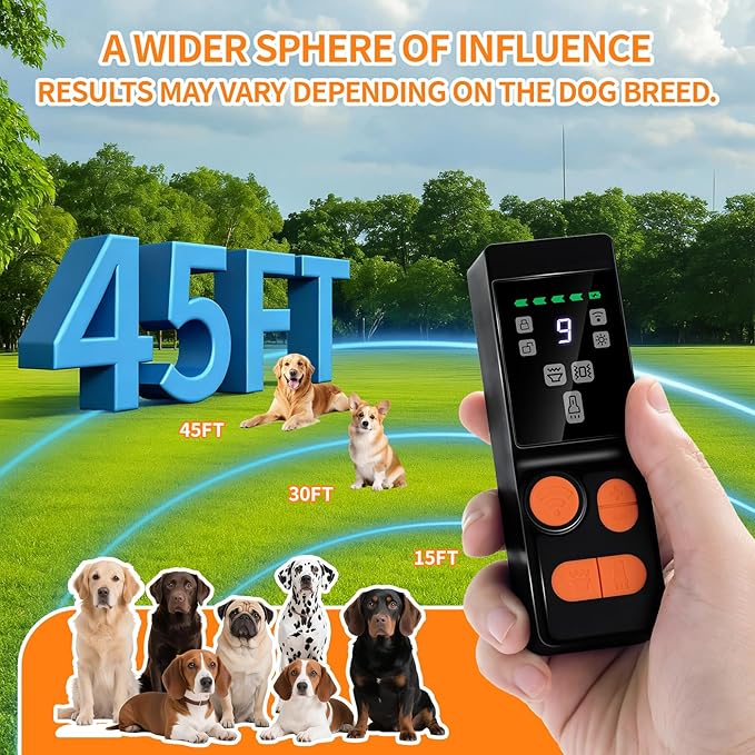 Dog Bark Deterrent Device, 4X Ultrasonic Dog Repeller with Powerful Flashlight, Human & Pet Safe, Effective Training & Deterrent Aid for Indoor/Outdoor Use