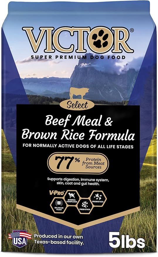VICTOR Super Premium Dog Food – Select Beef Meal & Brown Rice Formula for Immune and Gut Health – Gluten-Free Beef Meal Dry Dog Food for All Normally Active Dogs of All Life Stages, 5 lbs