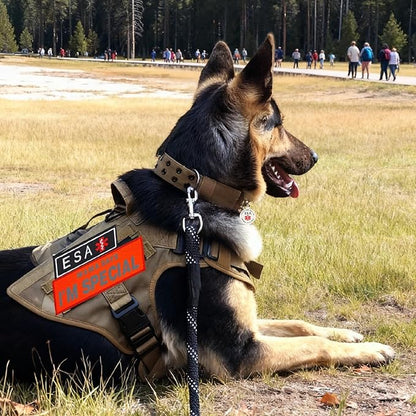 Emotional Support Dog Patches 2 pcs, ESA ID Tag Easily Attach to Dog Collar, Harness (Orange)