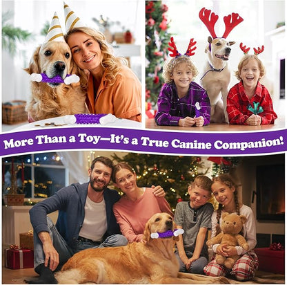 Kseroo 2-Pack Indestructible Dog Toys for Aggressive Chewers: Bacon Flavored Hard Nylon Bone Chew Toys, Tough Dog Chew Toys for Large Dogs, Dog Toys to Keep Them Busy for Medium Large Breed, Purple