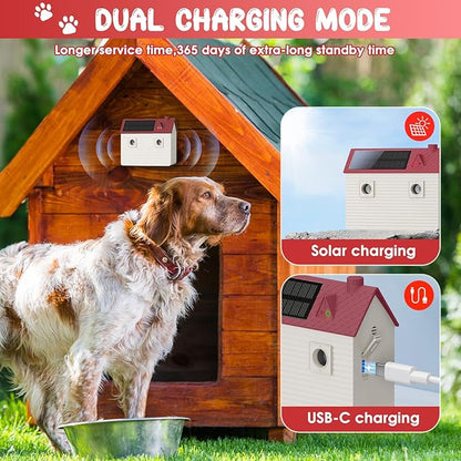 Dog Bark Deterrent Devices: Ultrasonic Anti Barking Device for Dogs with 3 Training Modes 50 FT | Solar Dog Barking Deterrent Devices | Stop Barking Dog Device for Indoor (Red)