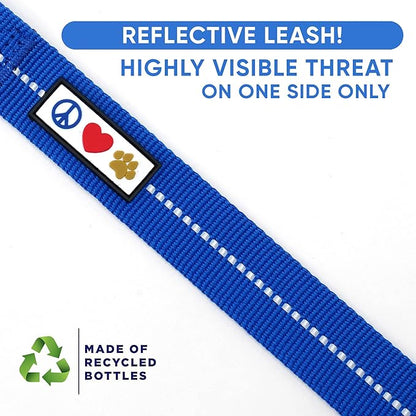 Pawtitas Blue Dog Leash 6 ft XS/S Reflective Durable Lightweight Recycled Lead for Small Dogs and Puppies