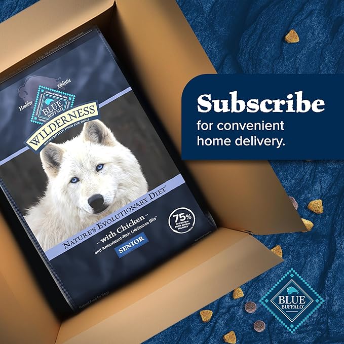 Blue Buffalo Wilderness High-Protein Natural Dry Food for Senior Dogs, Chicken Recipe, 13-lb Bag
