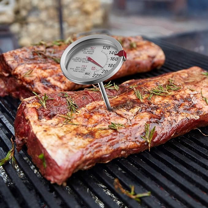 Meat Thermometer for Oven T731, BBQ Thermometer, Oven Safe, Large 2.5-Inch Easy-Read Face, Stainless Steel Stem and Housing