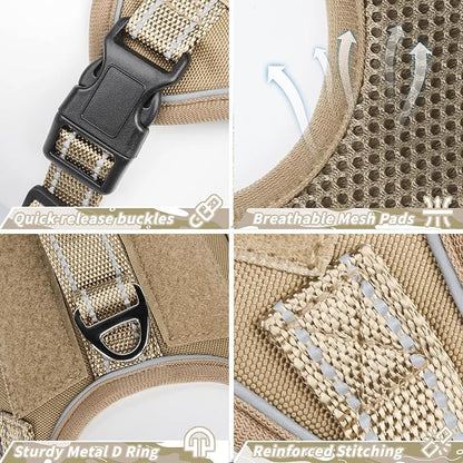 Tactical Dog Harness for Small Dog - Reflective Puppy Pet Vest No Pull Military Service Dog Vest with Vertical Handle XS Dog Harness for Outdoor Training