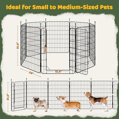 Yaheetech Expandable Dog Playpen, 8 Panel 32 inch Puppy Playpen with Door Indoor/Outdoor Pet Fence for Small Medium Dogs