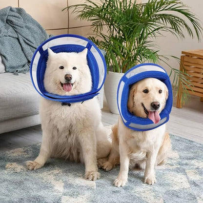 Dora Bridal Dog Cone Collar for Medium Dogs After Surgery, Soft Comfy Recovery Pet Cone Alternative, Adjustable Elizabethan Collar for Dogs to Stop Licking, Blue, M