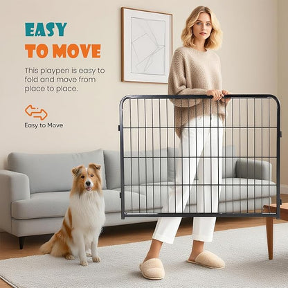NEWBULIG Dog Playpen Indoors 24 Inch 8 Panels for Small and Puppy Dogs Portable and Foldable Pet Fence with Door Heavy Duty Metal Dog Exercise Play Pen for Outdoor Yard