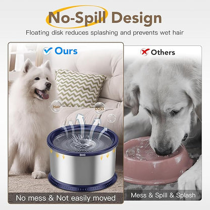 4.5L/1.2Gal Dog Water Bowl, No Spill Stainless Steel Slow Water Bowl for Medium Large Dogs, Large Capacity Splash Proof Slow Drinking Water Bowls with Anti-Slip Mat for Mess Drinkers, Blue