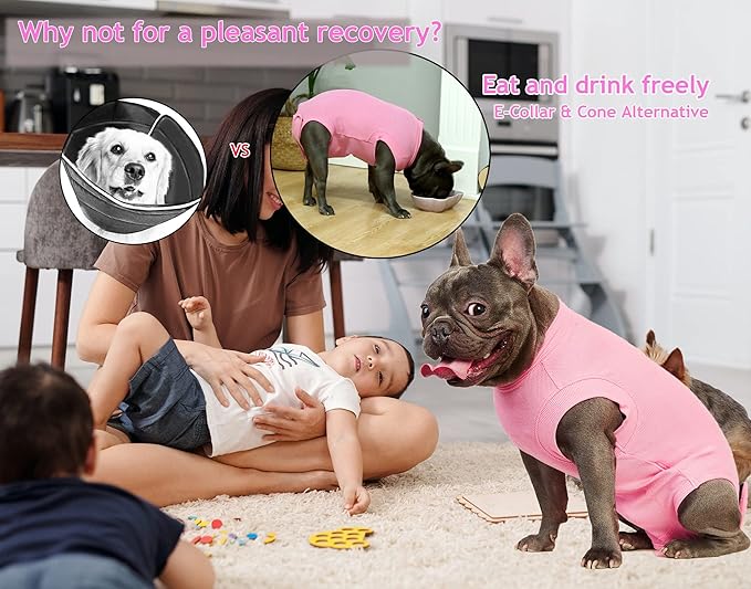 Recovery Suit for Dogs,Dog Cone Alternative Zipper Surgery Suit Female Spay,Soft Dog Surgery Suit for Anti Licking,Breathable Surgical Suit for Dogs Female Spay