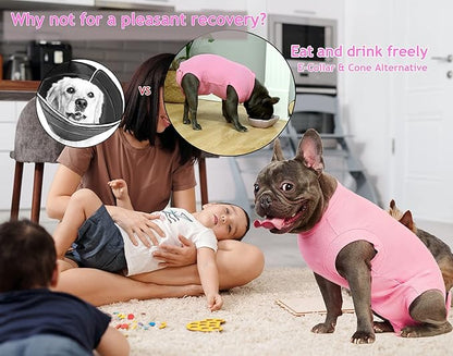 Recovery Suit for Dogs,Dog Cone Alternative Zipper Surgery Suit Female Spay,Soft Dog Surgery Suit for Anti Licking,Breathable Surgical Suit for Dogs Female Spay