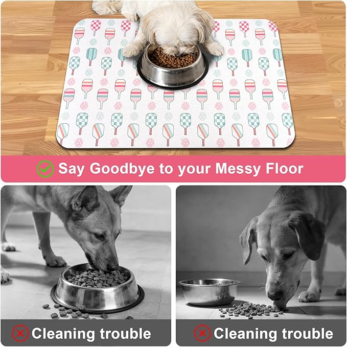 Dog Food Mats for Floors Waterproof Mat for Cat Food and Water Bowls - Absorbent Quick Dry Non Slip Mat for Pet Feeding