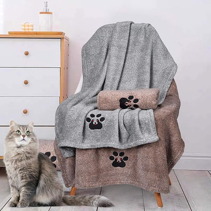 Dogvingpk Dog Towel Super Absorbent Soft Microfiber Pet Bath Grooming Towels for Drying Dogs and Other Pets (M-36" * 28", Grey)