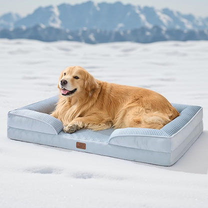 Bedsure XL Dog Bed for Extra Large Dogs - Orthopedic XLarge Dog Cat Cooling Bed Washable, Comfort Dogs Couch Sofa with Waterproof Removable Cover, Pet Bed with Nonskid Bottom, Cooling Blue, 42"