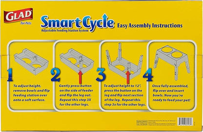 Glad for Pets Smart Cycle Adjustable Feeding Station System | Elevated Dog Bowl Inserts With 3 Height Options for Dogs | Includes 4 Disposable Dog Bowls