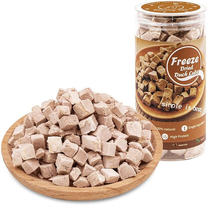 Dancing Tail Freeze Dried Raw Cat and Dog Treats, Healthy Limited Ingredient Duck Cube Weight Control Traing Treats for Small Dogs Cats (Duck)