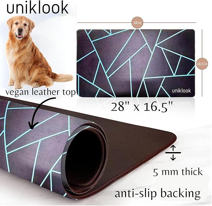 Pet Placemat, Dog Cat Food Water Bowls Mat Feeding Station Pet Safe 28" X 16.5" Waterproof Easy to Clean Dog Modern Designs Boho Uniklook