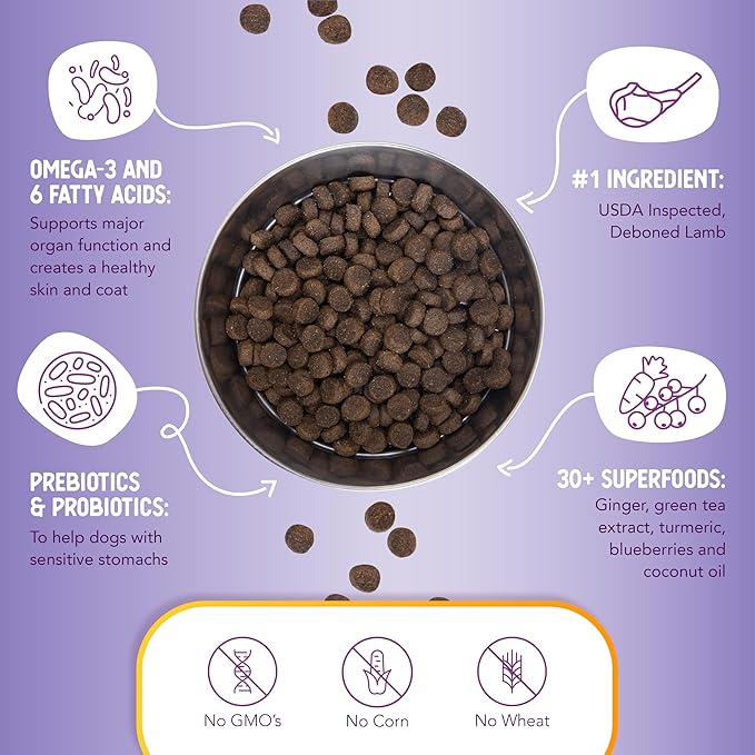 Health Extension Lamb & Brown Rice Dry Dog Food, Protein Packed Formula with Probiotics & Superfoods for Digestion & Coat Health (30 lb)