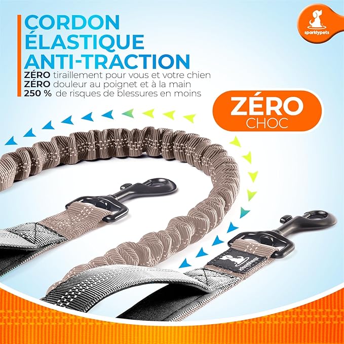 SparklyPets - Hands Free Dog Leash with Reflective Stitches - Waist Leash for Medium & Large Dogs Walking, Hiking, Training, Jogging, Canicross, Running