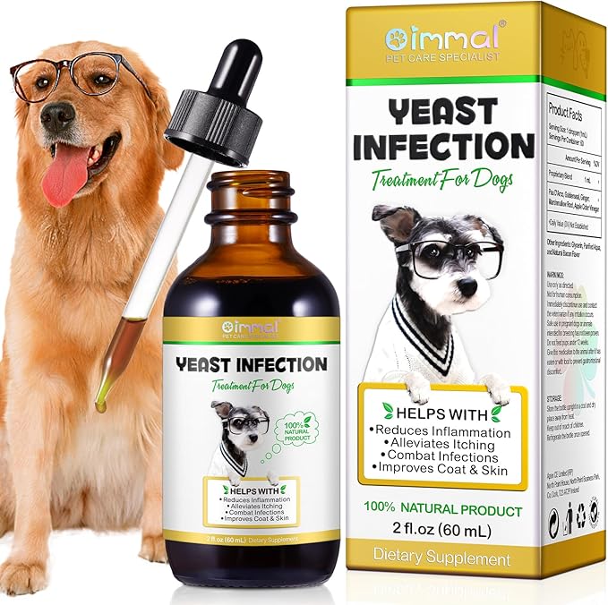 Dog Yeast Infection Treatment, Natural Yeast Infection Treatment for Dogs, Supports Dog Ear Infection Treatment and Allergy Itch Relief, Reduces Inflammation,Improve Coat & Skin, Bacon Flavor, 2 Fl Oz