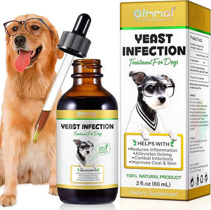 Dog Yeast Infection Treatment, Natural Yeast Infection Treatment for Dogs, Supports Dog Ear Infection Treatment and Allergy Itch Relief, Reduces Inflammation,Improve Coat & Skin, Bacon Flavor, 2 Fl Oz