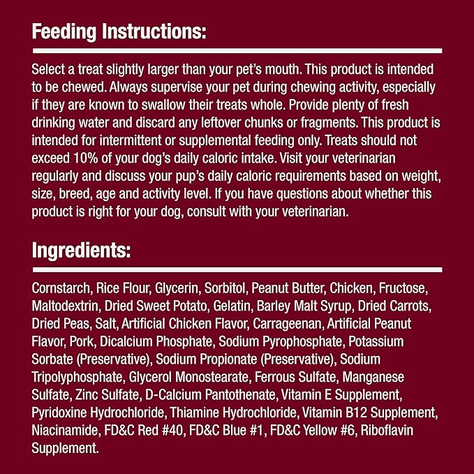 SmartBones Stuffed Twistz with Peanut Butter, Rawhide-Free Chews for Dogs Stuffed with Pork Flavor, 6 Twistz