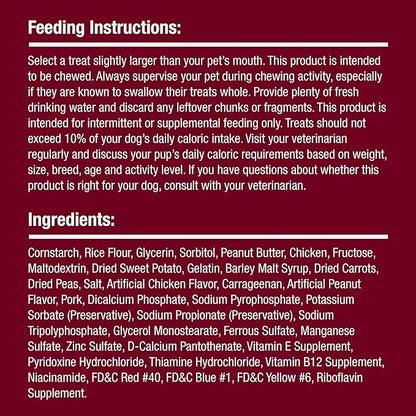 SmartBones Stuffed Twistz with Peanut Butter, Rawhide-Free Chews for Dogs Stuffed with Pork Flavor, 6 Twistz