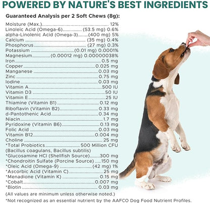 12-in-1 Multivitamin for Dogs - 240 Puppy and Senior Dog Vitamin and Supplement Soft Chews for Hip and Joint - Advanced Formula with Glucosamine, Omega 3,6,9, Vitamins, Probiotics, and More