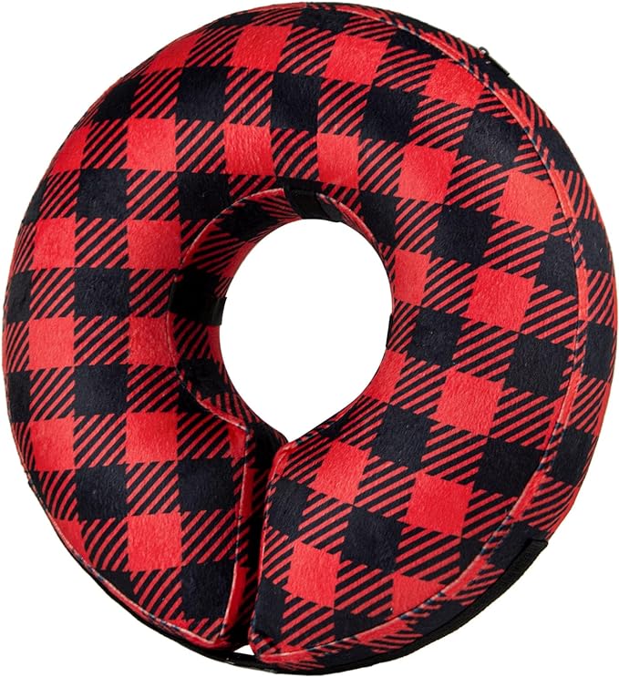 BENCMATE Inflatable Dog Cone Collar Alternative, Soft Dog Cone for Small Medium Large Dogs and Cats, Neck Recovery ECollar Donut Collar After Surgery (XLarge, Plaid)