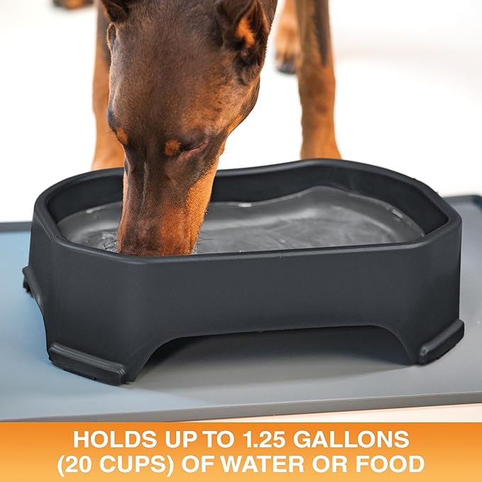 Neater Pet Brands Extra Large Water Bowl for Dogs, Outdoor Dog Water Bowl (1.25 Gallon XL Capacity), Big Trough Style Food Dish for Indoors or Outside, No Spill Large Dog Bowls, Midnight Black