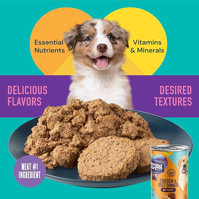 A Strong Heart Wet Dog Food, Puppy Chicken & Beef Dinner, Made with Real Chicken & Beef, Made in The USA, 13.2 oz Can (Pack of 12)