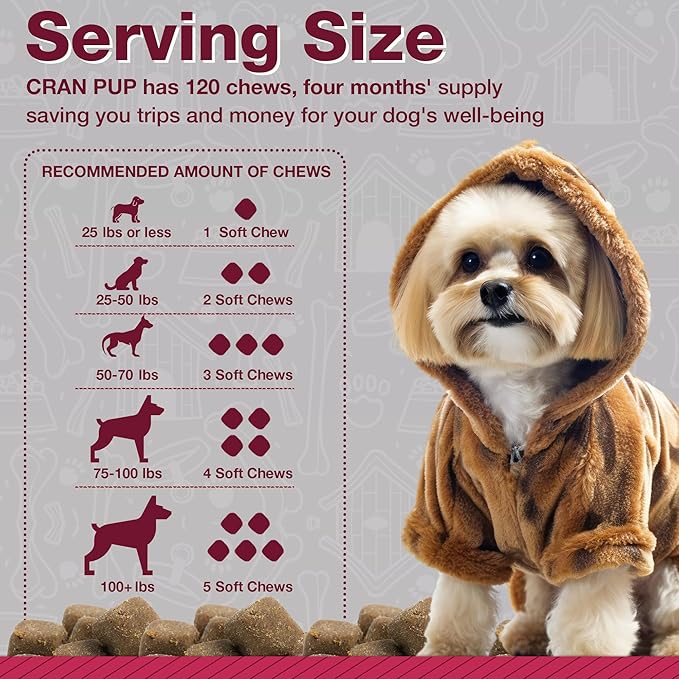 Cranberry Supplements for Dogs| Urinary Tract & Bladder Support| D Mannose & Antioxidants for Support| 240 Veterinarian Formulated Soft Chews| Up to 4-Month Supply