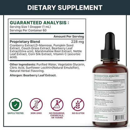 MaxBuddy Natural UTI Treatment Support - Cranberry Urinary Tract Infection Care & Prevention Assistance for Cats and Dogs – Kidney & Bladder Wellness Supplement Drops - Support for Urine Flow