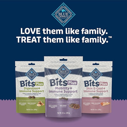 Blue Buffalo Blue Bits Plus Mobility and Immune Support Daily Benefit Dog Treats, Soft & Chewy Beef Morsels, 9.5-oz. Bag