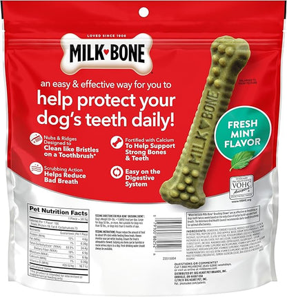 Milk-Bone Brushing Chews Fresh Mint Flavor Daily Dental Dog Treats, Large, 24.2 Oz. Bag