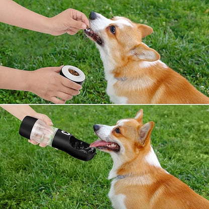 Outdoor Dog Water Bottle Portable - Leak Proof Bottles Dispenser for Dogs On The Go with Food Container Multifunctional Travel Outdoor（Black）