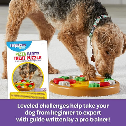 Brightkins Pizza Party! Treat Puzzle - Interactive Dog Toys, Dog Puzzle Toy and Slow Feeder, Enrichment Feeder for Dogs and Cats, Puppy Toys to Keep Them Busy, Cat Enrichment Puzzles