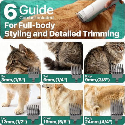 buenkee Dog Grooming Kit with Vacuum, 15000Pa Pet Hair Clipper and Shedding Brush, 50dB Low Noise, 2L Capacity, White