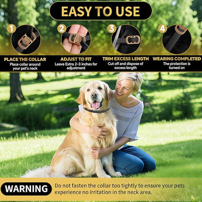 Flea Collar for Dogs 4 Pack, 32 Months Comfort Flea and Tick Prevention, Waterproof Dog Flea and Tick Collar, Adjustable Flea and Tick Treatment for Dogs - One Sizes Fit All (Black)
