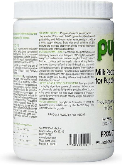 Balance Puppylac Milk Replacement for Puppies and Dogs - Supplement Powder for Newborn and Weaning Dogs - Supports Hleathy Weight Gain - Gentle on Stomach - AAFCO Growth Formula - Made in USA - 12oz