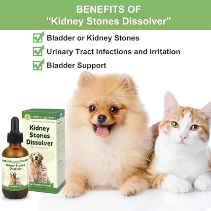 Dog & Cat Bladder Crystals Treatment or Stone, Bladder Kidney Stones Dissolver for Pet, Cat Dog Urinary Tract Supplements for Kidney and Bladder Stones, Urinary Free The Flow, 2 fl oz, 59ml