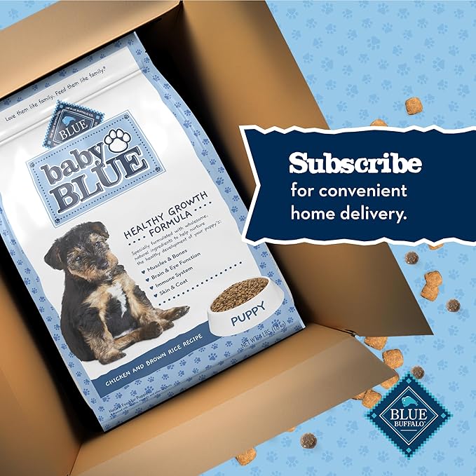 Blue Buffalo Baby Blue Natural Dry Food for Puppies, Healthy Growth Formula with DHA, Savory Chicken Recipe, 4-lb Bag
